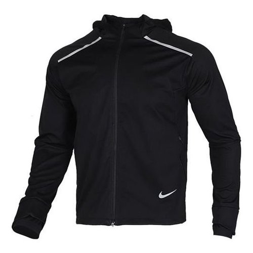 Nike Shield Reflective Zipper Sports Hooded Jacket - Black - BV4881-010
