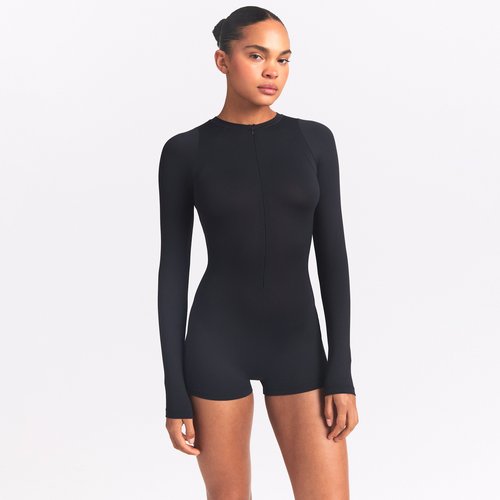 Nike SKIMS Airy Long-Sleeve One-Piece - NSKM Obsidian - OSONS9504W-OBD