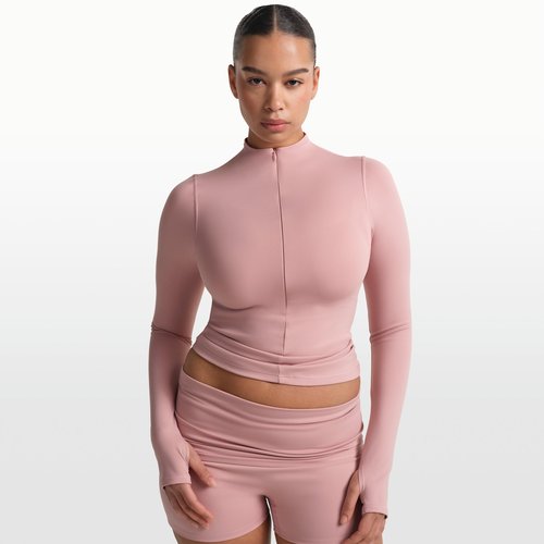 Nike SKIMS Matte 1/2-Zip Mock-Neck Long-Sleeve Top - NSKM Himalayan - TPZUP6797W-HIM