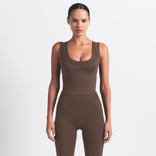 Nike SKIMS Matte Double-Strap Scoop Tank Top - NSKM Dark Sepia/NSKM Dark Sepia/NSKM Dark Sepia - TPTNK10540W-DSP