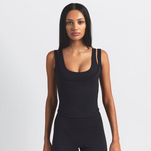 Nike SKIMS Matte Double-Strap Scoop Tank Top - NSKM Obsidian/NSKM Obsidian - TPTNK10540W-OBD