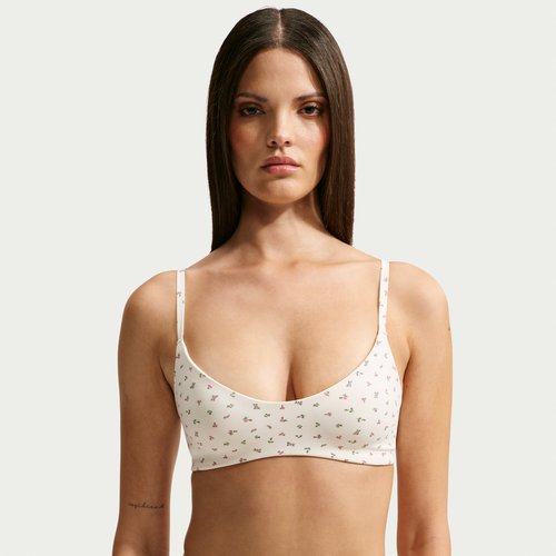 Nike SKIMS Matte Printed Micro-Scoop Bra - NSKM Actv Ivory/NSKM Flamingo - IV4922-108