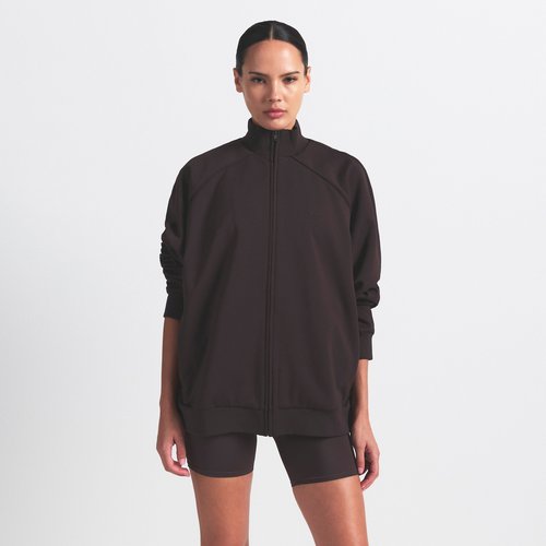 Nike SKIMS Matte Tricot Oversized Full-Zip Track Jacket - Nskm Dark Roast - TPZUP4885-DRT