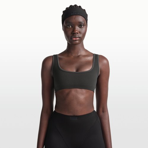 Nike SKIMS Ribbed Seamless Micro-Scoop Bra - NSKM Obsidian - BABRA9712W-OAR