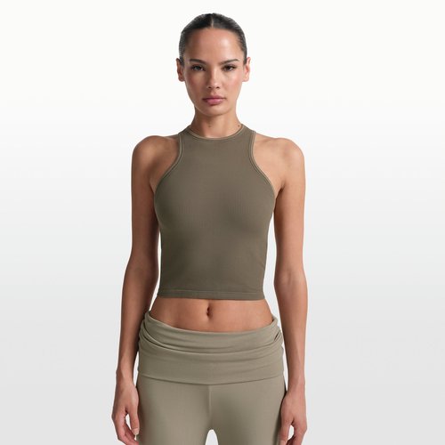 Nike SKIMS Ribbed Seamless Racerneck Tank Top - NSKM DSTY OK MS/NSKM Dune - TPTNK11000W-DOD