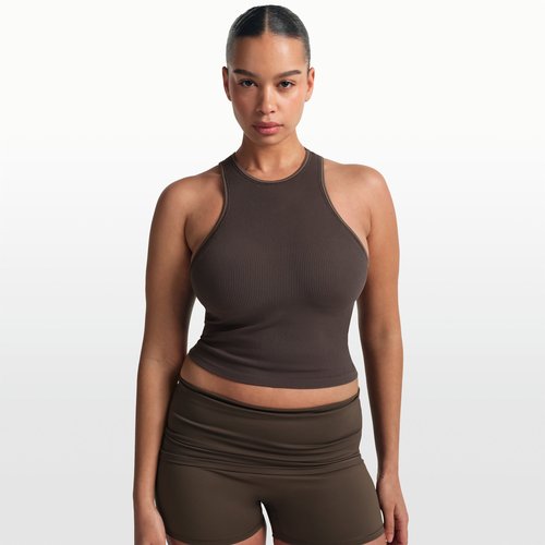 Nike SKIMS Ribbed Seamless Racerneck Tank Top - NSKM Phoenix/NSKM Truffle - TPTNK11000W-PHR
