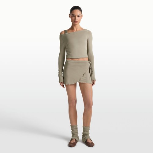 Nike SKIMS Stretch Knit Wrap Skirt - NSKM Dune - SKIRTSKT10091W-DNE