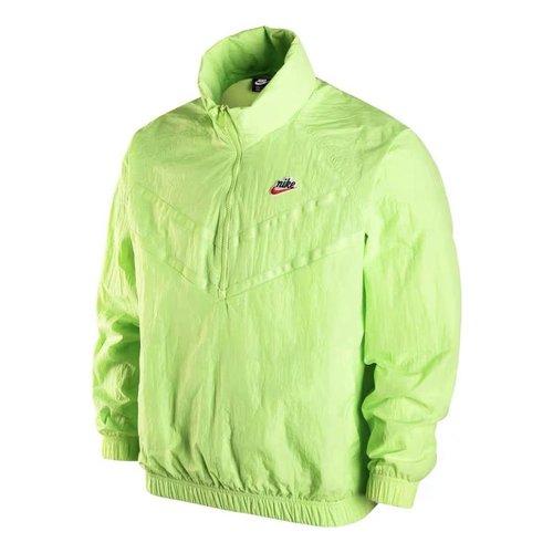 Nike Solid Color Logo Label Breathable Windproof Stand Collar Half Zipper Long Sleeves Jacket Autumn Green - DA2493-399