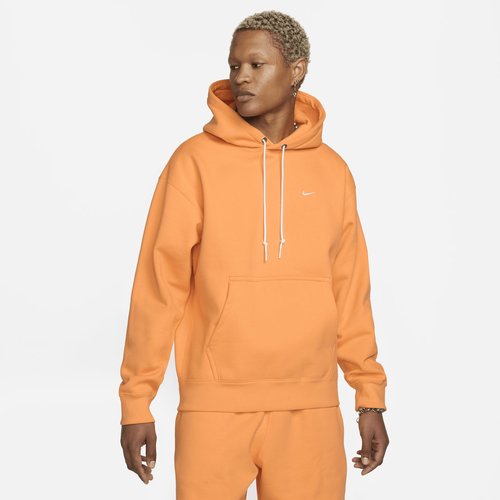 Nike Solo Swoosh Fleece Pullover Hoodie - Vivid Orange/White - DX1355-836