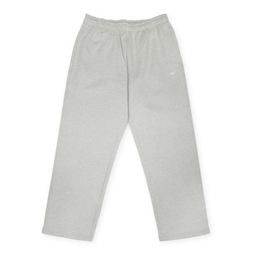Nike Solo Swoosh Fleece Open-Hem Pants - Dark Grey Heather/Light Smoke Grey/White - HV1090-063