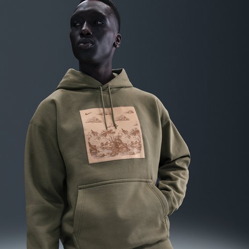 Nike Solo Swoosh Pullover Fleece Hoodie - Medium Olive/Parachute Beige - HV4114-222