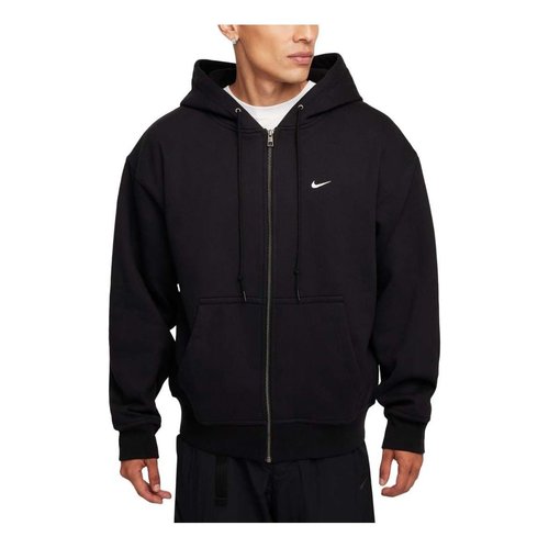 Nike Solo Swoosh Thermal Full-Zip Hoodie - Black/White - FZ1165-010