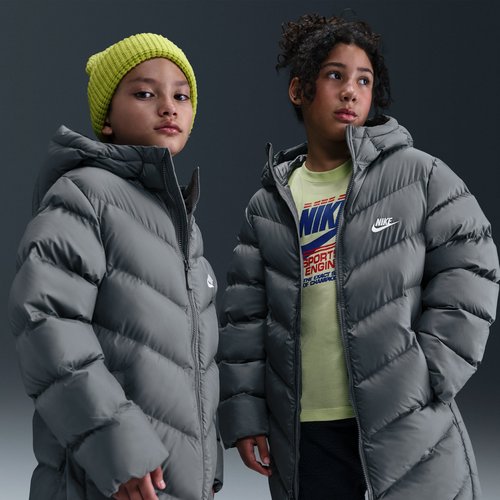 Nike Sportswear All Day Play Therma-FIT Loose-Fit Mid-Length Puffer Jacket - Smoke Grey/White - HJ2722-084