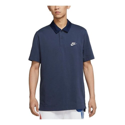 Nike Sportswear Athleisure Casual Sports Rugby Short Sleeve Lapel Blue Polo Shirt - Navy - DD4713-437