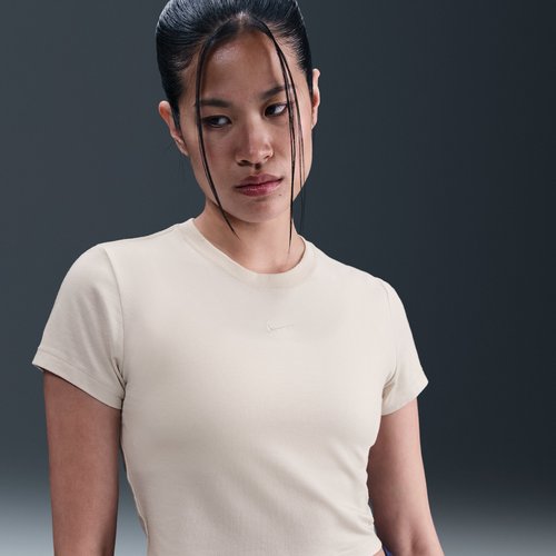 Nike Sportswear Chill Knit Cropped T-Shirt - Light Bone - HF9538-072