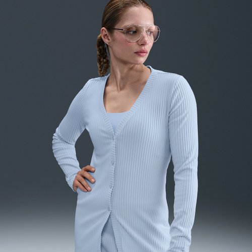 Nike Sportswear Chill Knit Slim Ribbed Cardigan - Blue Tint/Blue Tint - HJ1242-423