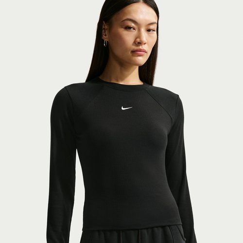 Nike Sportswear Chill Knit Tight Long-Sleeve Ribbed Top - Black/Sail - IF0236-010