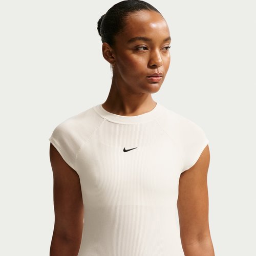 Nike Sportswear Chill Knit Tight Short-Sleeve Ribbed Top - Sail/Black - IF0242-133