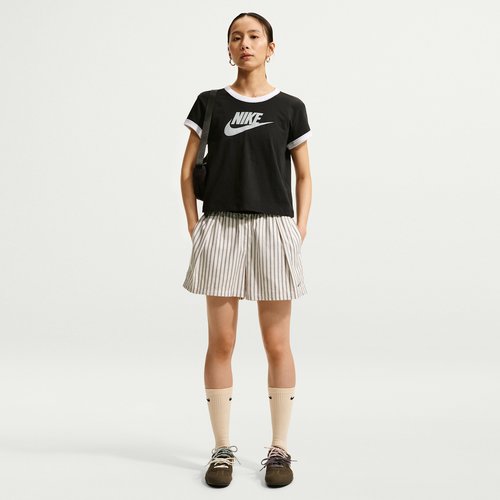 Nike Sportswear Chill Poplin Loose Mid-Rise Stripe Shorts - Linen/Linen/Black - II4230-286