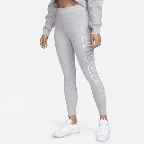 Nike Sportswear Classics Graphic High-Waisted Leggings - Dark Grey Heather/White - DV7793-063