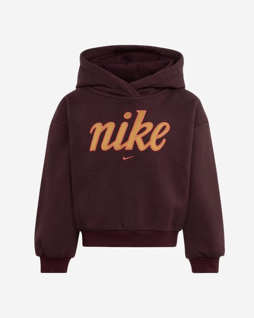 Nike Sportswear Club Fleece Boxy Graphic Pullover Hoodie - Burgundy Crush - 36M193-R5Y
