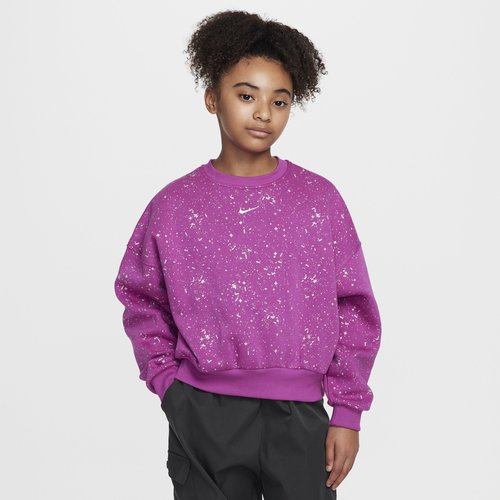 Nike Sportswear Club Fleece Crew-Neck Sweatshirt - Hot Fuchsia/Metallic Silver - HF4393-518