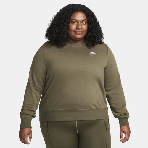 Nike Sportswear Club Fleece Crew-Neck Sweatshirt Plus Size - Cargo Khaki/White - DV5087-325