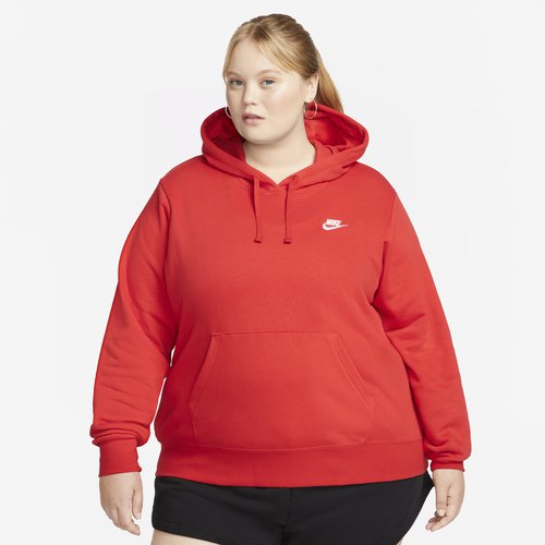 Nike Sportswear Club Fleece Pullover Hoodie Plus Size - University Red/White - DV5092-657