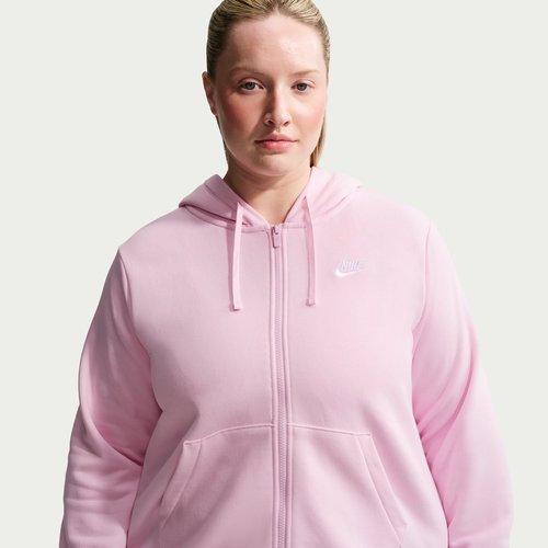 Nike Sportswear Club Fleece Full-Zip Hoodie Plus Size - Pink Foam/White - DV5211-663