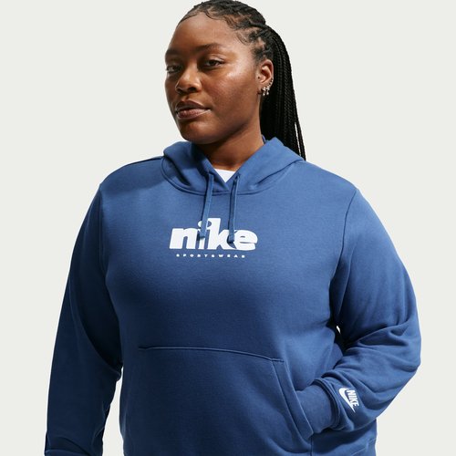 Nike Sportswear Club Fleece Graphic Pullover Hoodie Plus Size - Mystic Navy/White/White - IO6875-461