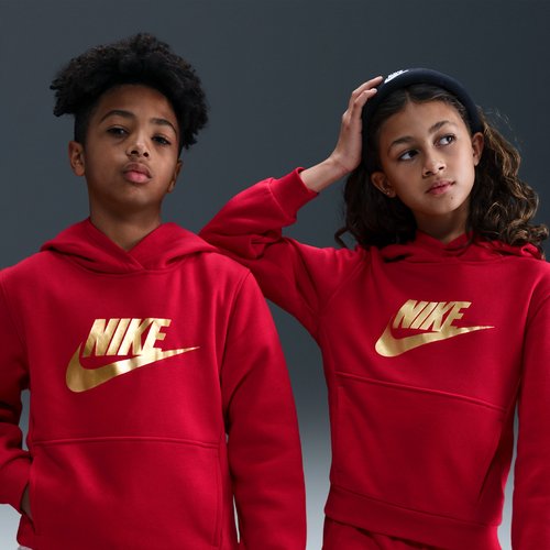 Nike Sportswear Club Fleece Hoodie - University Red/Metallic Gold - IH2874-657