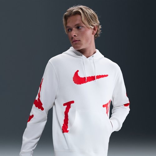 Nike Sportswear Club Fleece Hoodie - White/University Red - IH4258-100