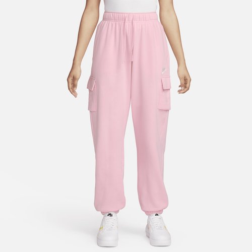 Nike Sportswear Club Fleece Mid-Rise Oversized Cargo Sweatpants - Medium Soft Pink/White - DQ5196-690