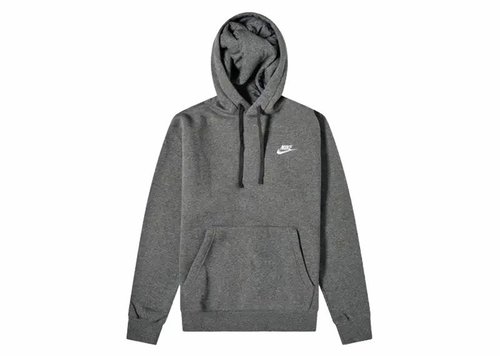 Nike Sportswear Club Fleece Pullover Hoodie - Charcoal Heather/Anthracite/White - BV2654-071