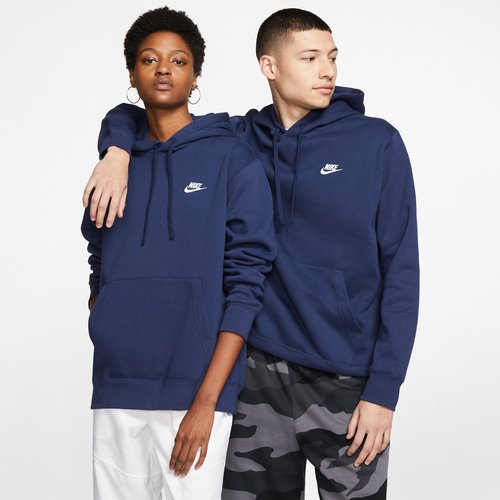 Nike Sportswear Club Fleece Pullover Hoodie - Midnight Navy/Midnight Navy/White - BV2654-410
