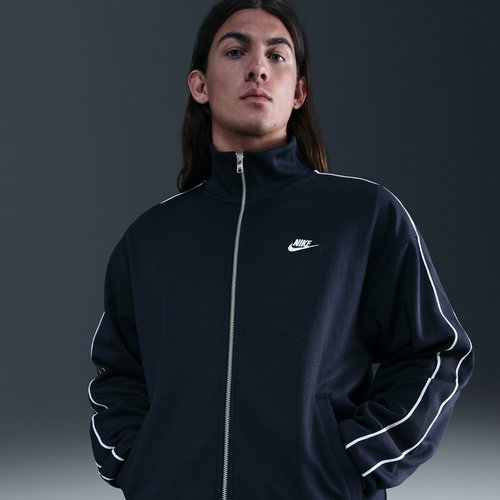 Nike Sportswear Club Oversized Knit Track Jacket 'Obsidian/White/White ...