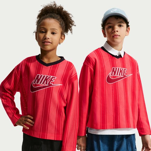 Nike Sportswear Collection Long-Sleeve Mesh Jersey - Light Crimson/Black/Team Crimson - IF2304-696