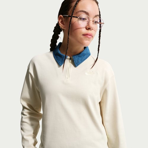 Nike Sportswear Collection Long-Sleeve Polo Top - Soft Pearl/Mystic Navy/Soft Pearl - IF2311-047