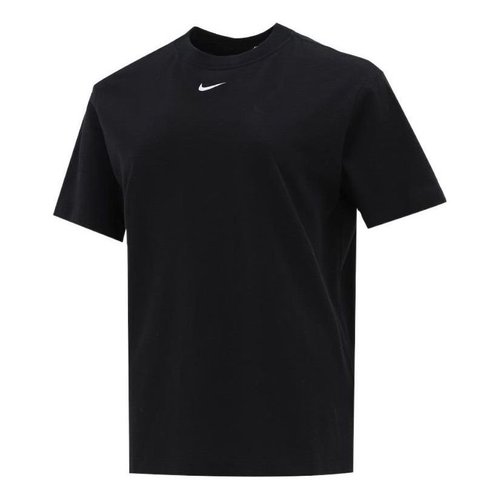 Nike Sportswear Essential Logo Printing Round Neck Pullover Short Sleeve Black T-Shirt - DN5698-010