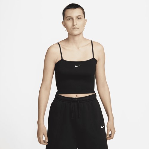 Nike Sportswear Essential Ribbed Crop Top - Black/White - DM6737-010