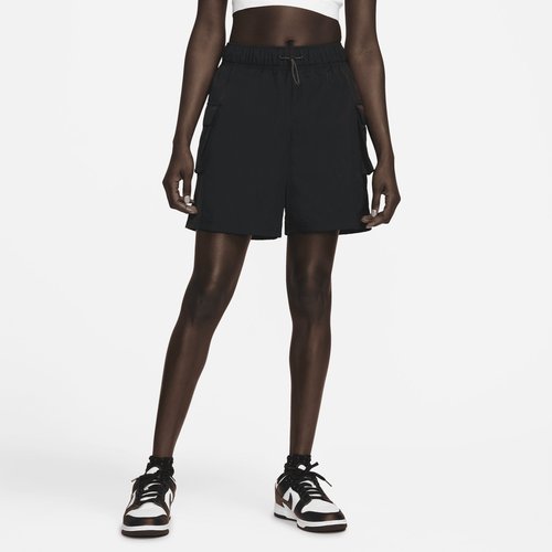 Nike Sportswear Essential Woven High-Rise Shorts - Black/White - DM6247-010