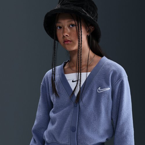 Nike Sportswear Long-Sleeve Fleece Top - World Indigo/White - HV0406-499