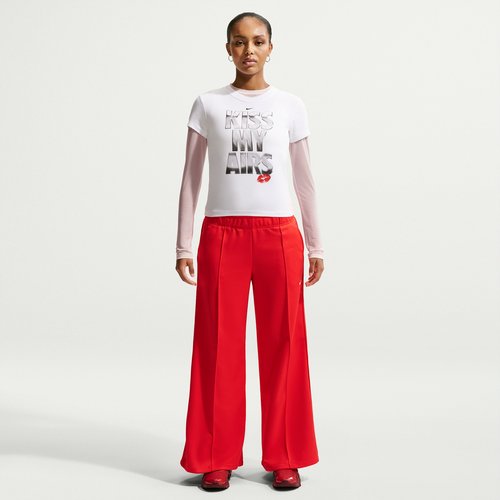 Nike Sportswear Mid-Rise Wide-Leg Track Pants - Light Crimson/Sail - IH8514-696