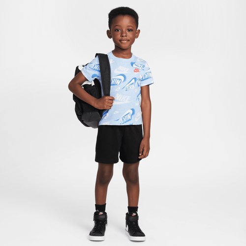 Nike Sportswear On the Move Printed Tee and French Terry Shorts Set - Black - 76M723-023