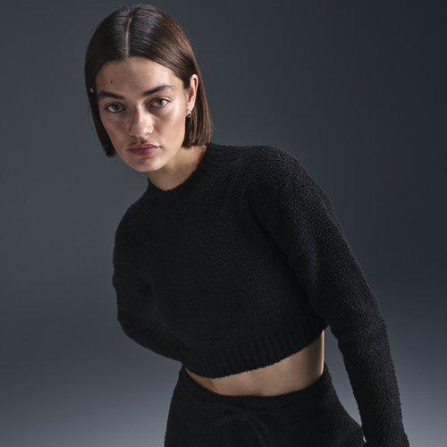 Nike Sportswear Phoenix Cozy BouclÃ© Tight Long-Sleeve Knit Top - Black - FZ1716-010