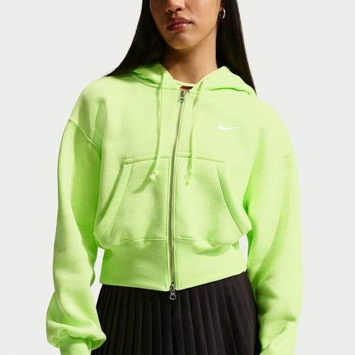 Nike Sportswear Phoenix Fleece Loose Full-Zip Cropped Hoodie - Light Lemon Twist/Sail - HV2426-736