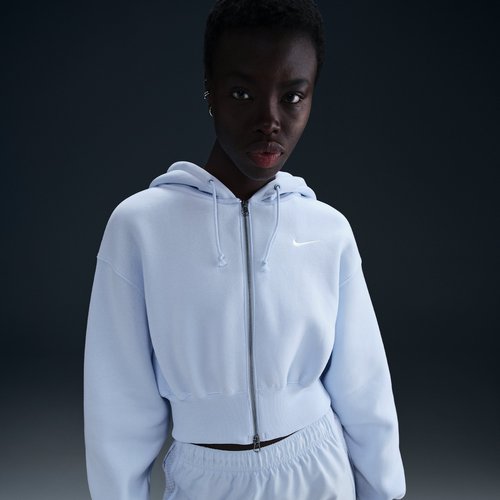 Nike Sportswear Phoenix Fleece Loose Cropped Full-Zip Hoodie - Blue Tint/Sail - HJ0940-423