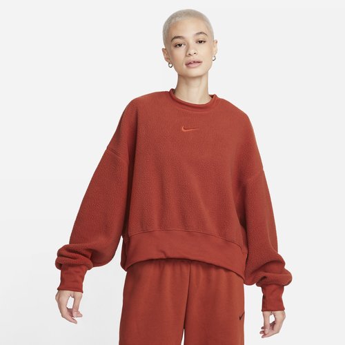 Nike Sportswear Plush Oversized Crew-Neck Mod Crop Sweatshirt - Rugged Orange/Rugged Orange - DQ6844-832