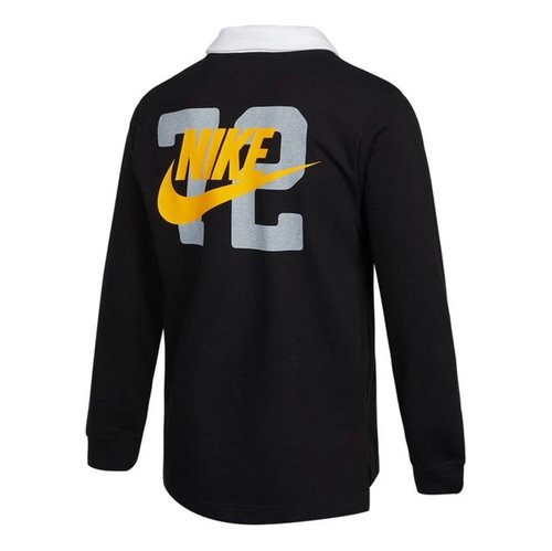 Nike Sportswear Rugby Sports Printing Knit Long Sleeves Autumn Polo Shirt - Black - DD6180-010