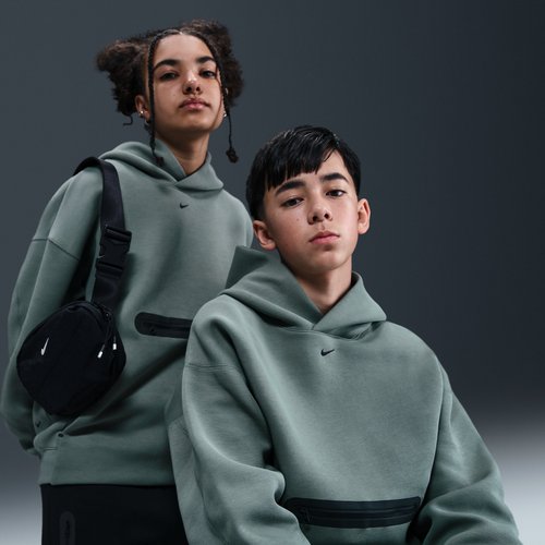 Nike Sportswear Tech Fleece Oversized Pullover Hoodie - Clay Green/Black - HV1198-364